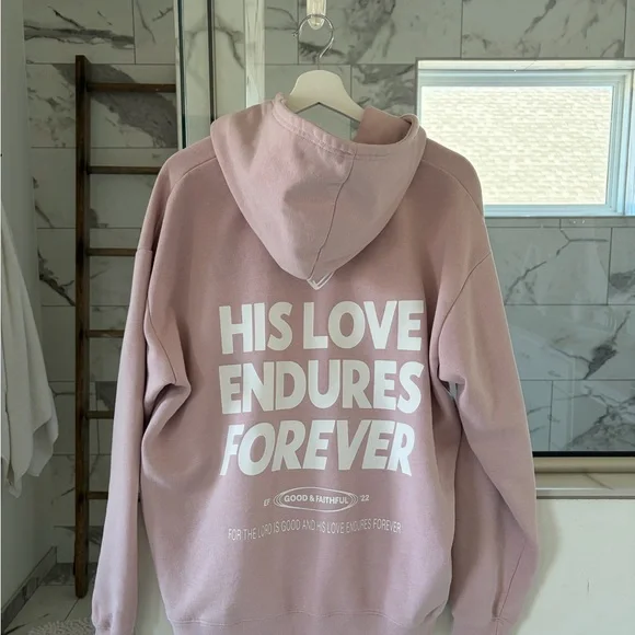 ELEVATED FAITH His Love Endures Forever Hoodie Pink - Picture 4 of 8